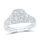 1/2CTW-DIA CN CUSHION SINGLE HALO BRIDAL SET
